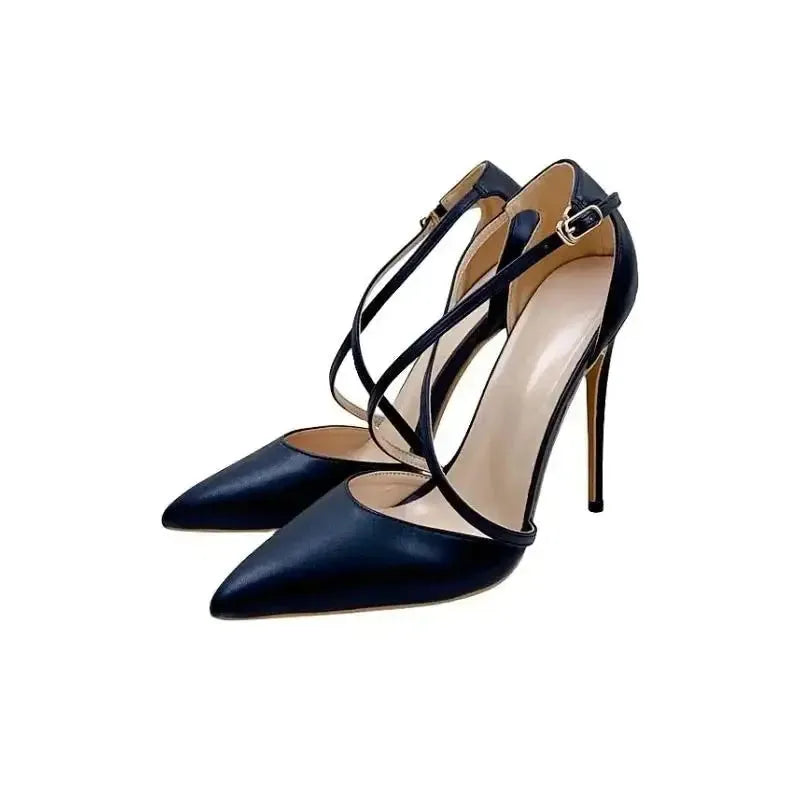 Lacing Black High Heels Stiletto Shoes-6