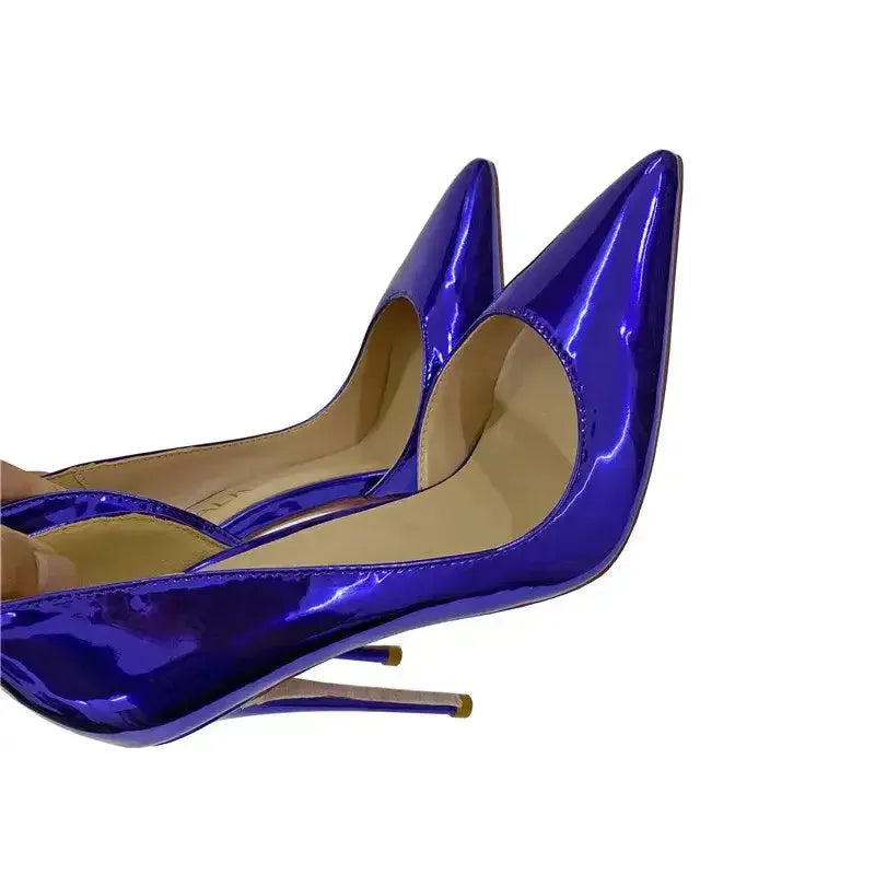 Lacquer Leather Side Air High Heels Stiletto Shoes-8