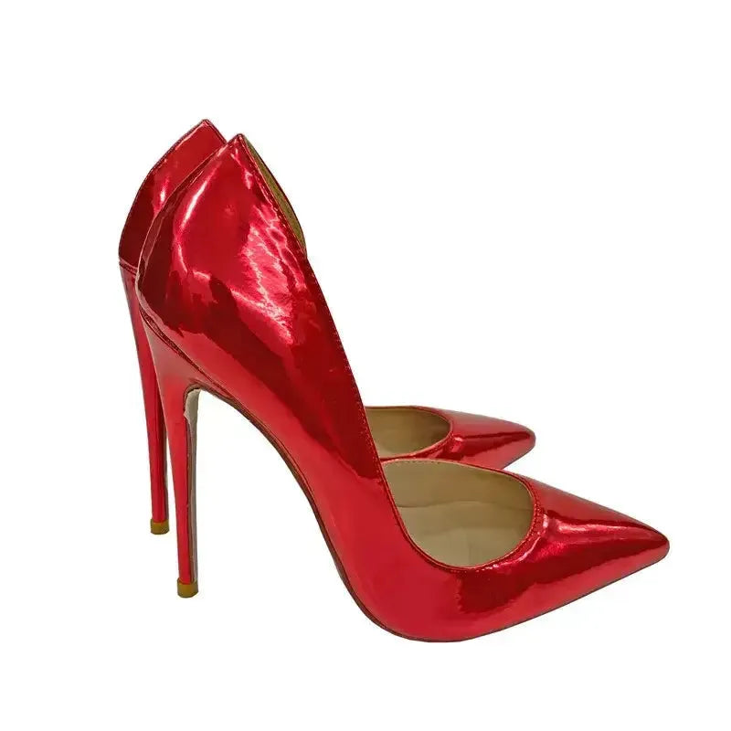 Lacquer Leather Side Air High Heels Stiletto Shoes-6