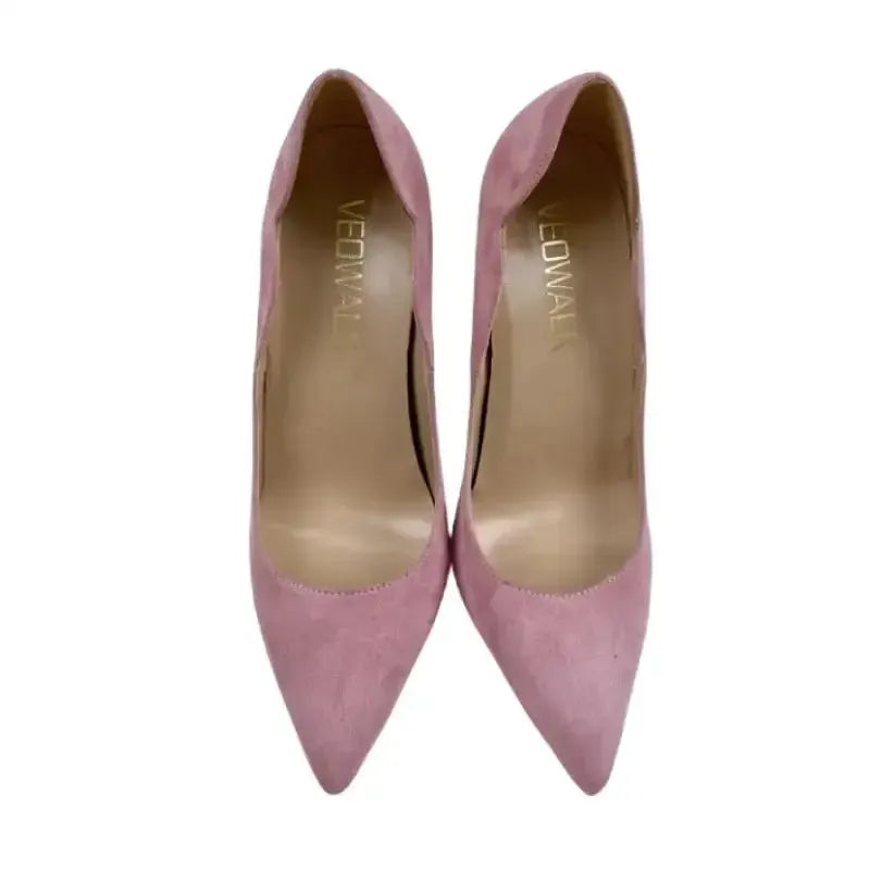 Pink Velvet High Heels Stiletto Shoes-1