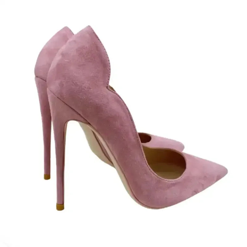 Pink Velvet High Heels Stiletto Shoes-0