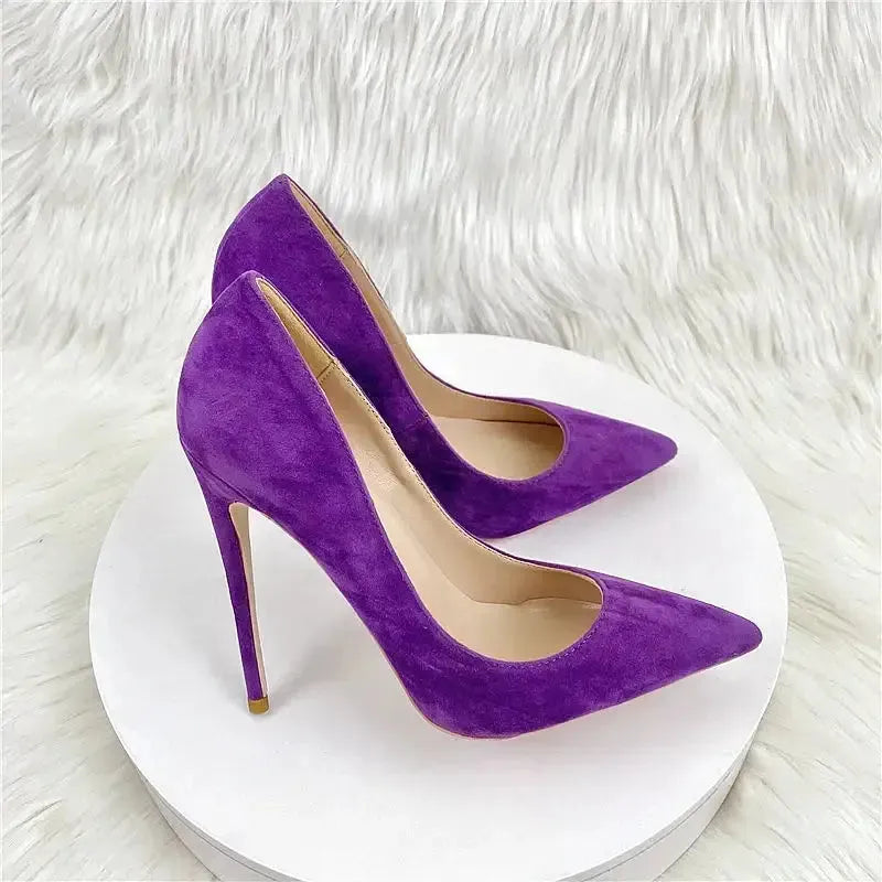 Purple Suede High Heels Stiletto Shoes-2