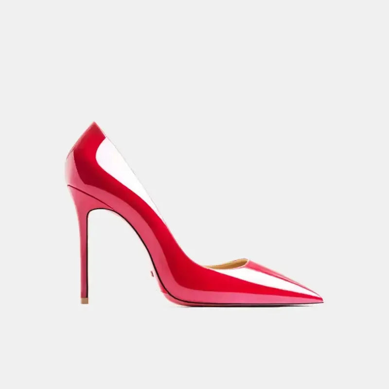 Real Leather Classic Pumps Red Bottom Pointed Toe High Heels-11