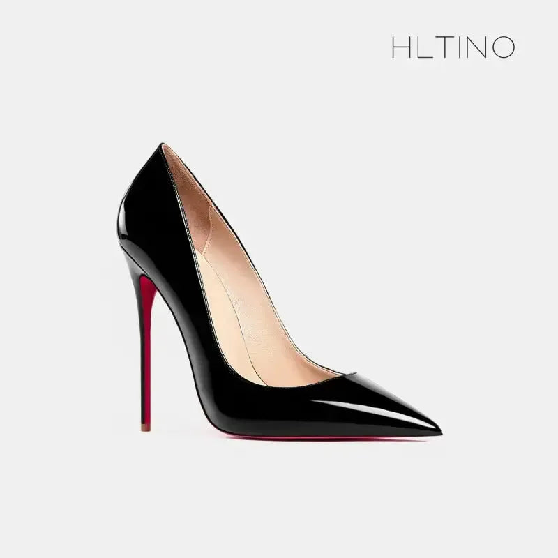 Real Leather Classic Pumps Red Bottom Pointed Toe High Heels-4