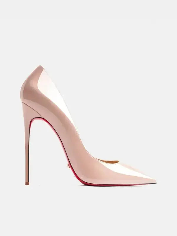Real Leather Classic Pumps Red Bottom Pointed Toe High Heels-8