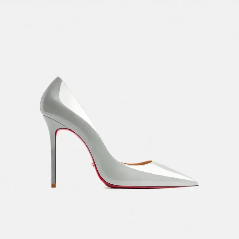Real Leather Classic Pumps Red Bottom Pointed Toe High Heels-19