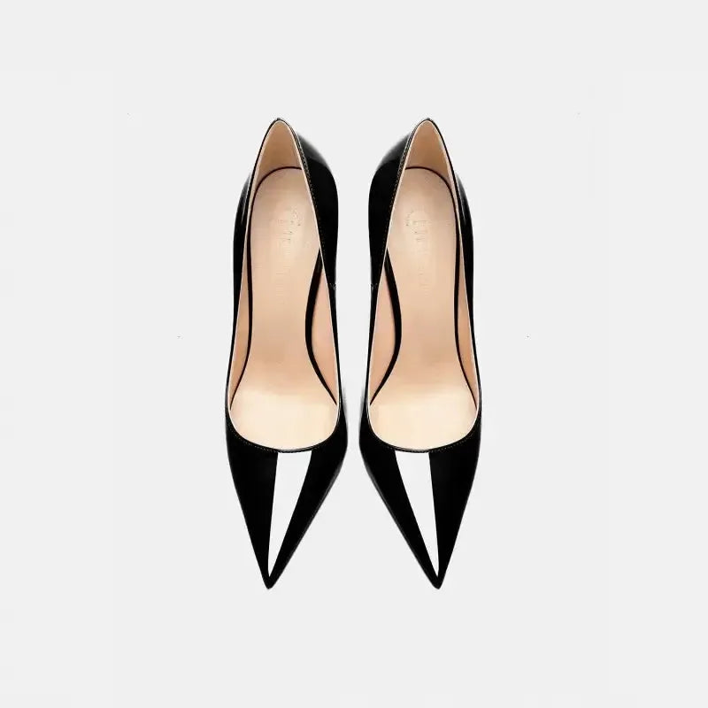 Real Leather Classic Pumps Red Bottom Pointed Toe High Heels-2
