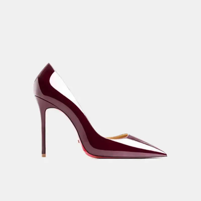 Real Leather Classic Pumps Red Bottom Pointed Toe High Heels-17