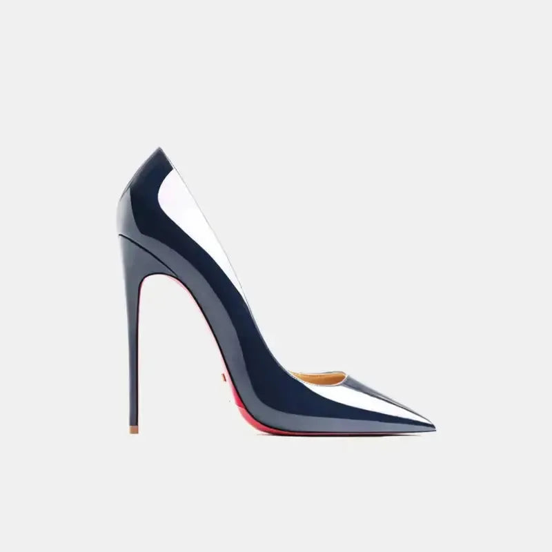 Real Leather Classic Pumps Red Bottom Pointed Toe High Heels-14