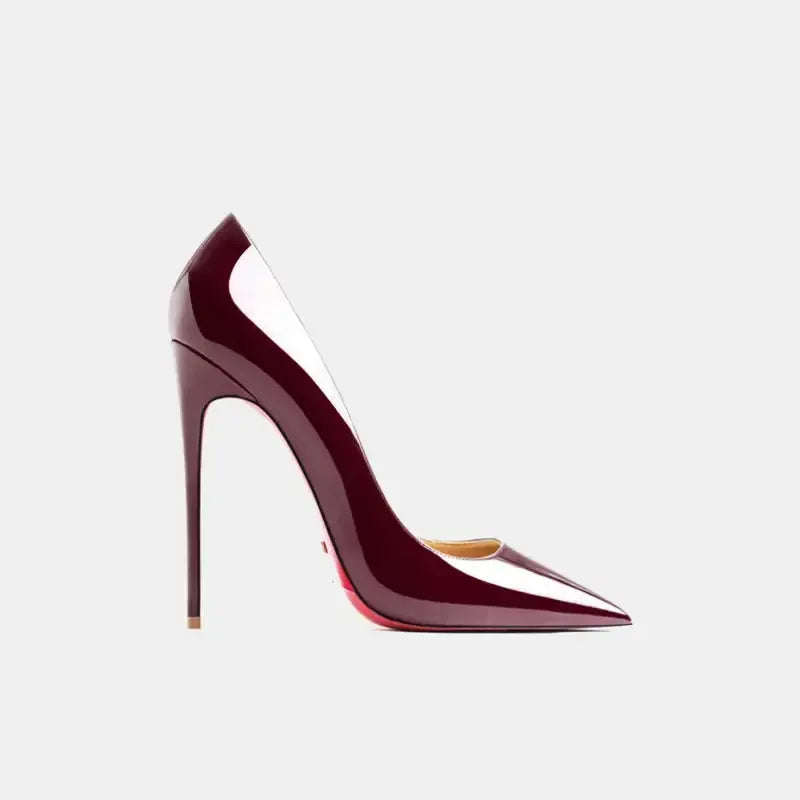Real Leather Classic Pumps Red Bottom Pointed Toe High Heels-15