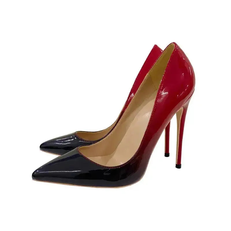 Red Black Gradient High Heels Stiletto Shoes-5