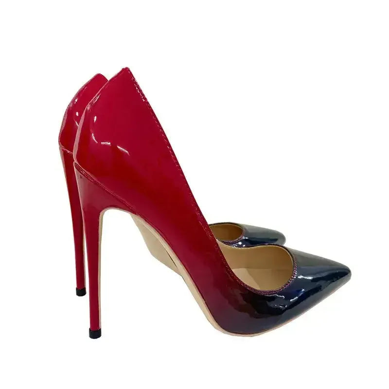 Red Black Gradient High Heels Stiletto Shoes-0