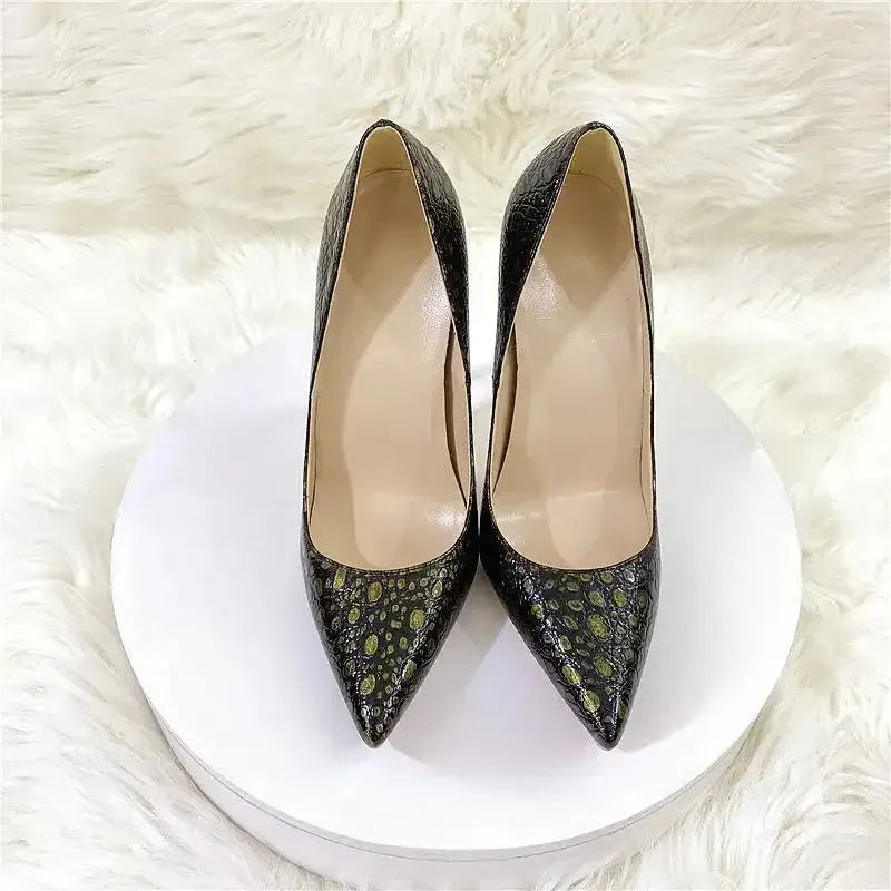 Vintage Snake Skin Pattern High Heels Stiletto Shoes-1